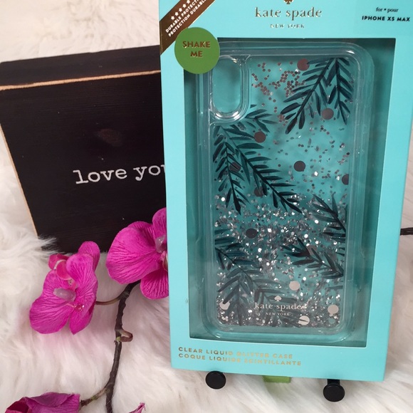 ♠️ Kate Spade iPhone XS MAX Clear Glitter Liquid - Picture 2 of 3